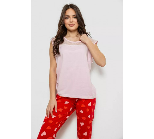 Женская пижама с принтом, цвет розовый, 243R1602-010.
