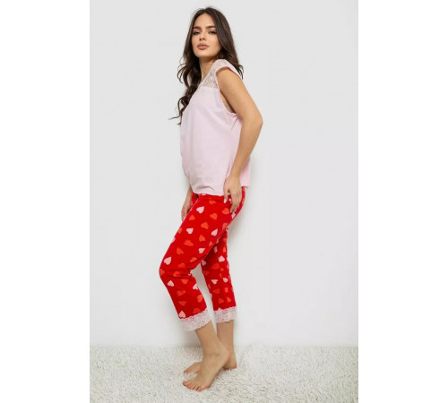 Женская пижама с принтом, цвет розовый, 243R1602-010.