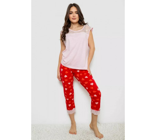 Женская пижама с принтом, цвет розовый, 243R1602-010.