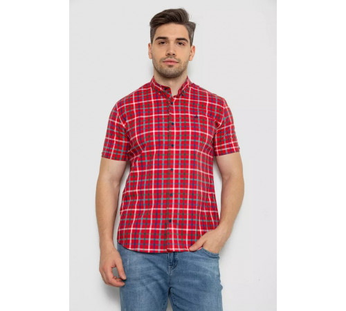 Сорочка чоловіча в клітку, колір червоний, 214R831