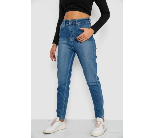 Джинси жіночі Mom-fit стрейч, колір синій, 244R1136 Джинси жіночі Mom-fit стрейч, колір синій, 244R1136