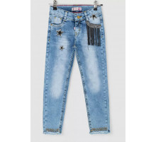 Джинси для дівчаток, колір темно-блакитний, 247R3827