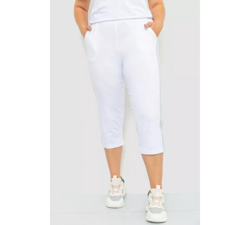 Капри женские с лампасами, цвет белый, 102R5174-1.