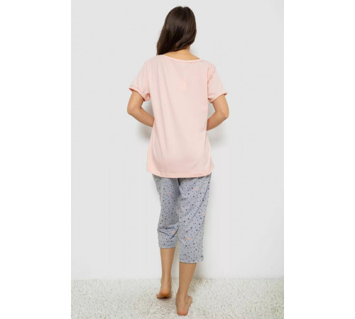 Жіноча піжама з принтом, колір персиковий, 243R1602-008