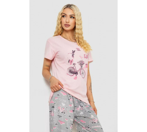 Жіноча піжама з принтом, колір рожевий, 243R7525