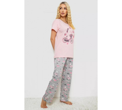 Жіноча піжама з принтом, колір рожевий, 243R7525