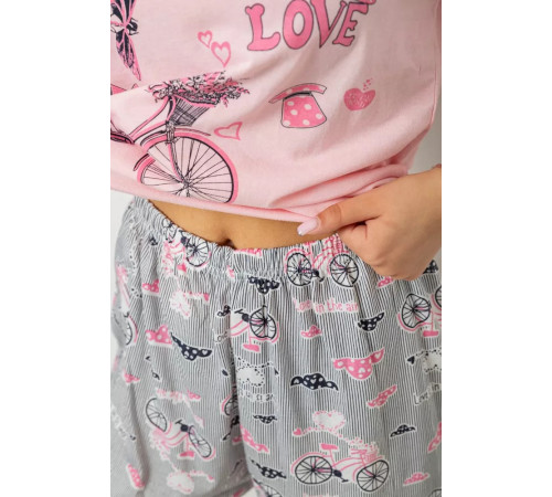 Жіноча піжама з принтом, колір рожевий, 243R7525