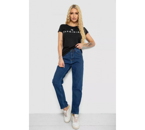 Футболка жіноча з патріотичним принтом, колір чорний, 244R2213