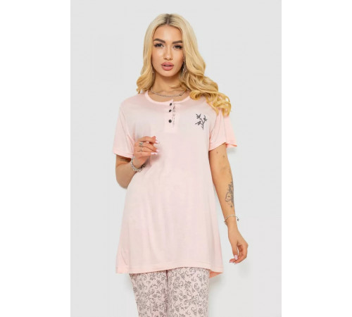 Пижама женская с принтом, цвет персиковый, 243R7001.