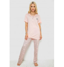 Піжама жіноча з принтом, колір персиковий, 243R7001