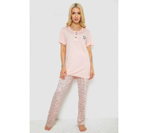 Пижама женская с принтом, цвет персиковый, 243R7001.