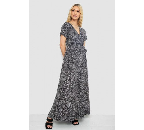 Сарафан із принтом на запах, колір чорно-бежевий, 241R182