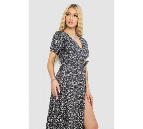 Сарафан із принтом на запах, колір чорно-бежевий, 241R182