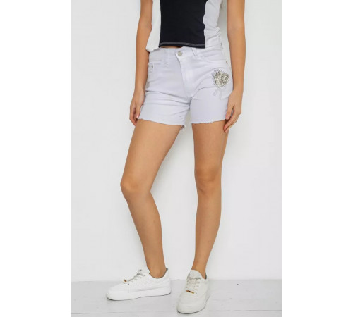 Шорти жіночі джинсові стрейчові, колір білий, 247R2676