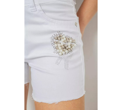 Шорти жіночі джинсові стрейчові, колір білий, 247R2676