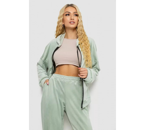 Спортивный костюм женский велюровый, цвет оливковый, 238R107.