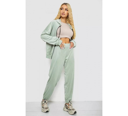 Спортивный костюм женский велюровый, цвет оливковый, 238R107.