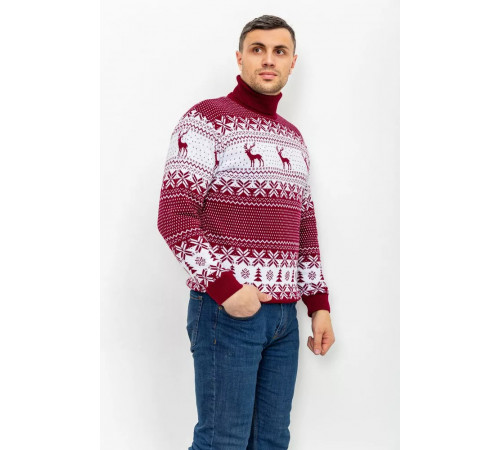 Светр-гольф чоловічий, колір бордово-білий, 161R712-1