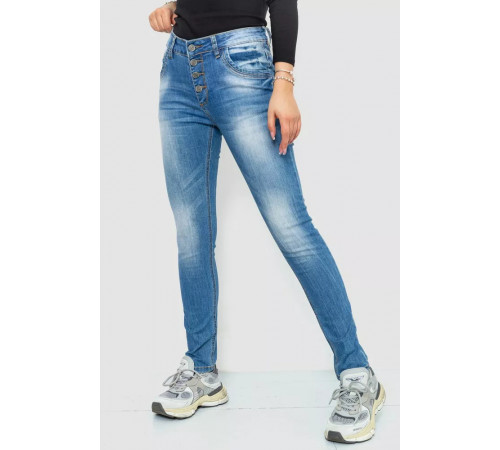 Джинси жіночі з потертостями, колір синій, 244RS01