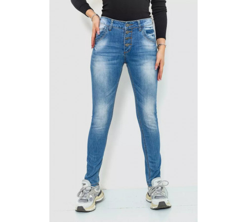 Джинси жіночі з потертостями, колір синій, 244RS01