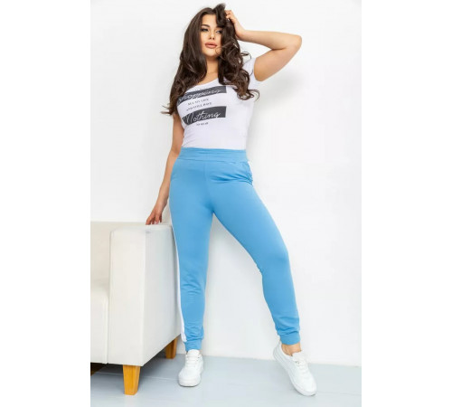 Спорт штани жіночі двонитка, колір блакитний, 219RB-3004