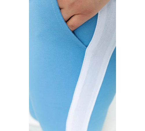 Спорт штани жіночі двонитка, колір блакитний, 219RB-3004