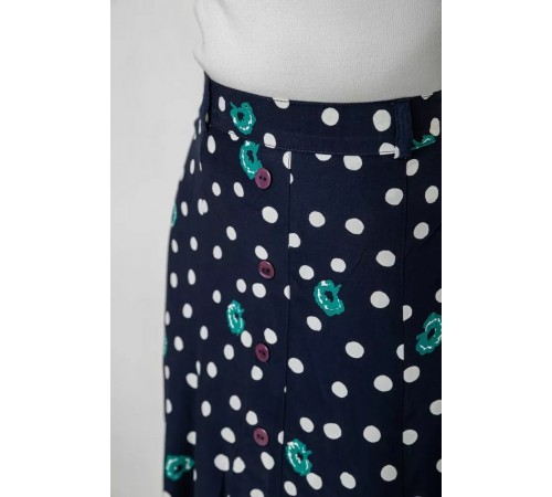 Юбка свободного кроя в горох, цвет темно-синий, 167R5001.