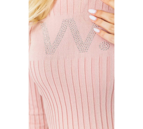 Сукня в'язана в рубчик, колір пудровий, 204R173