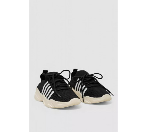 Кроссовки женские текстильные, цвет черно-белый, 244R261K