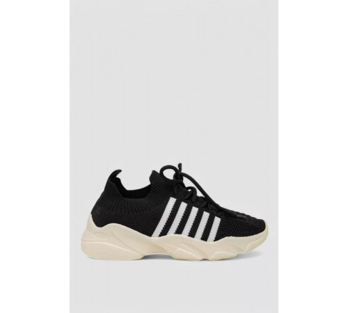 Кроссовки женские текстильные, цвет черно-белый, 244R261K