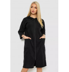Халат жіночий на блискавці, колір чорний, 238R322