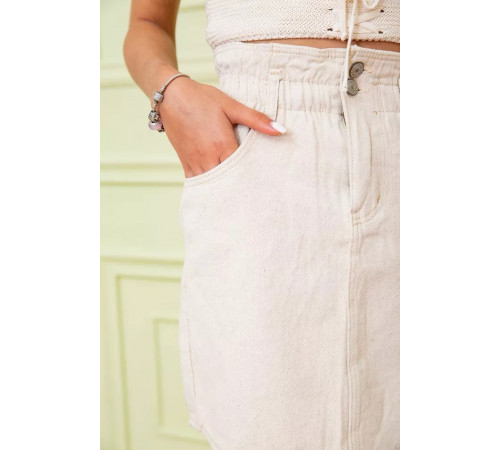 Літня міні-спідниця, на резинці, бежевого кольору, 164R2098