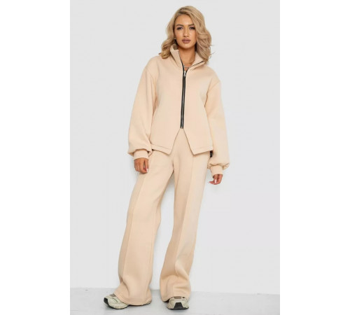 Костюм жіночий на флісі тринитка, колір світло-бежевий, 102R7726