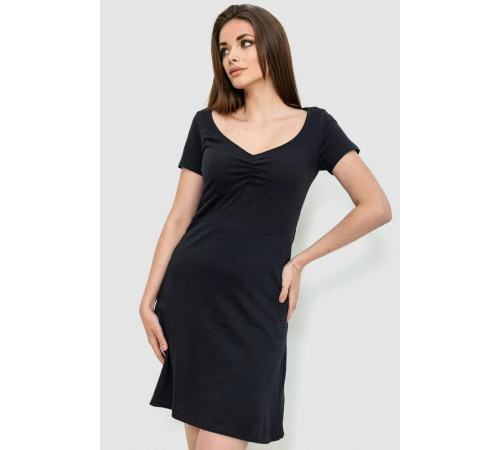 Сукня базова однотонна, колір чорний, 244R265