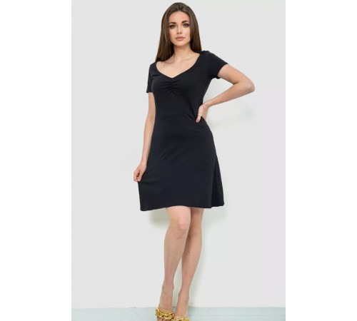 Сукня базова однотонна, колір чорний, 244R265