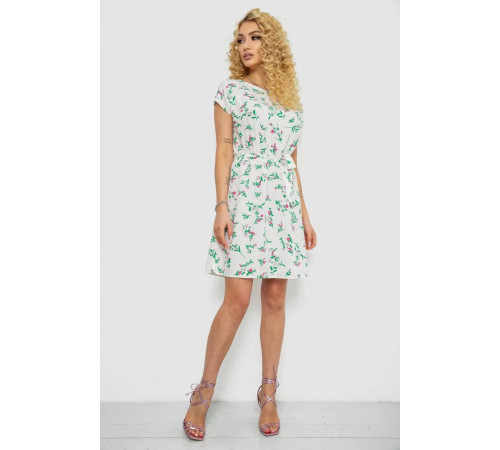 Сукня з принтом, колір молочно-зелений, 214R0225-3