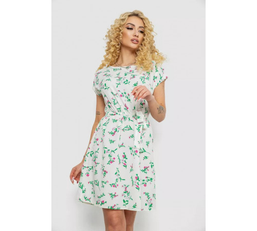 Сукня з принтом, колір молочно-зелений, 214R0225-3