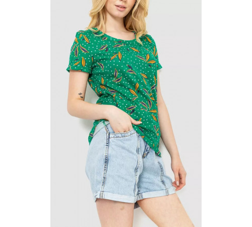 Женская футболка с принтом, цвет зеленый, 244R043