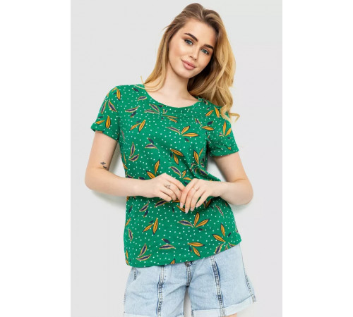 Женская футболка с принтом, цвет зеленый, 244R043