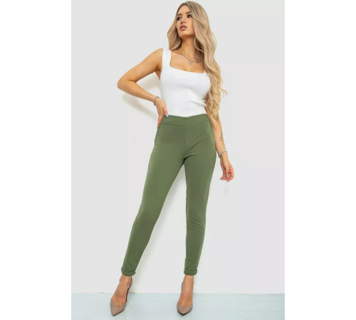 Штани жіночі однотонні, колір темно-оливковий, 244R251