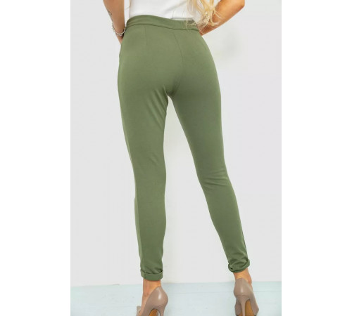 Штани жіночі однотонні, колір темно-оливковий, 244R251