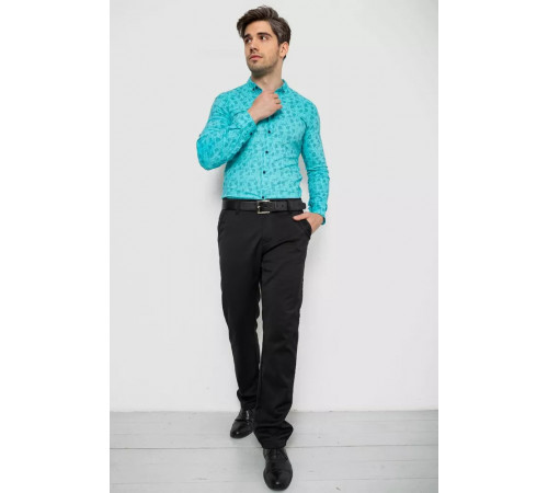 Рубашка мужская с принтом, цвет бирюзовый, 214R1029.