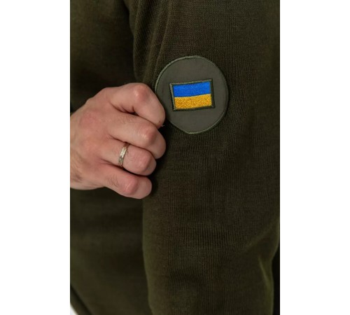 Гольф чоловічий з вишивкою тризуб, колір хакі, 161R07 Гольф чоловічий з вишивкою тризуб, колір хакі, 161R07