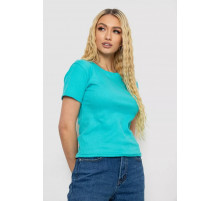 Женская футболка в рубчик, цвет бирюзовый, 238R123-1
