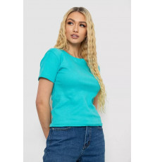 Женская футболка в рубчик, цвет бирюзовый, 238R123-1