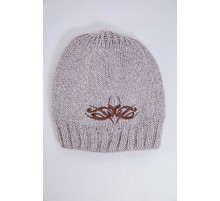 Дитяча шапка, бежево-коричневого кольору з вишивкою, 167R7778-1