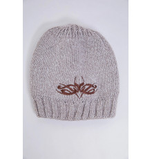 Дитяча шапка, бежево-коричневого кольору з вишивкою, 167R7778-1