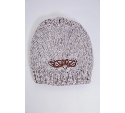 Дитяча шапка, бежево-коричневого кольору з вишивкою, 167R7778-1