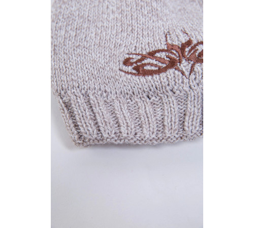 Дитяча шапка, бежево-коричневого кольору з вишивкою, 167R7778-1