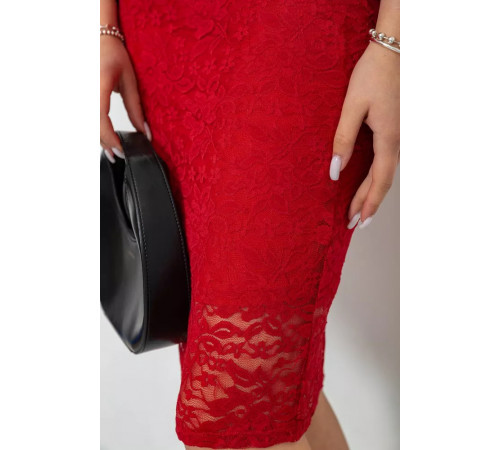 Юбка гипюр, цвет красный, 244R057